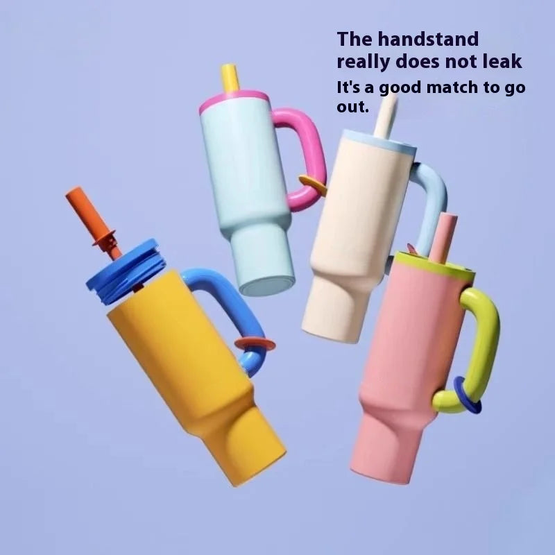 304 Stainless Steel Straw Insulated Ice Cup - Thick, Portable Handle Design for Trendy Hydration 2025 New Female King Cup